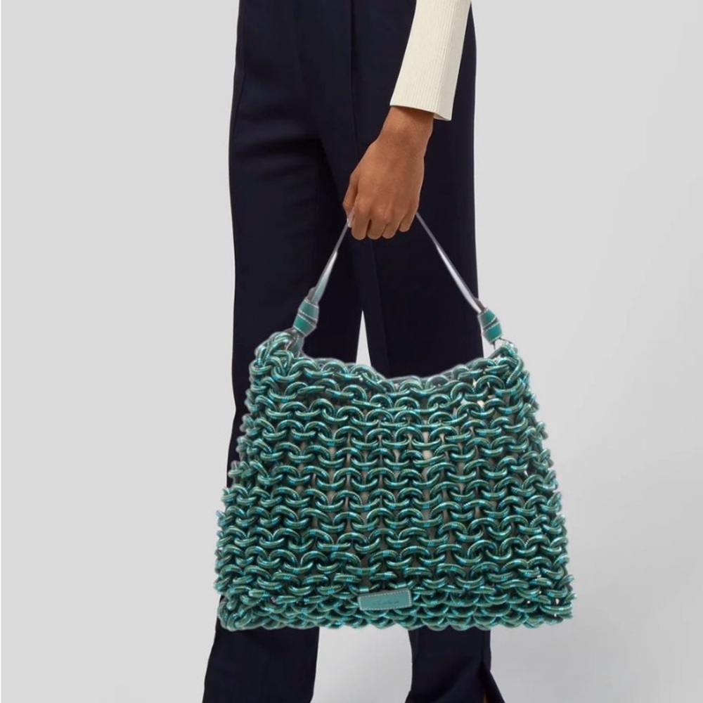 RARE FIND: STAUD leather trim woven purse